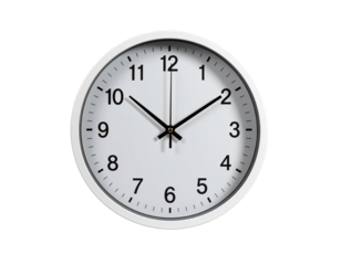 White clock face showing a precise time
