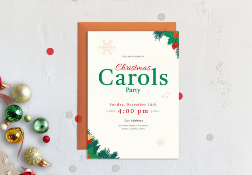 Modern Christmas Caroling Party Invitation Card Design Layout