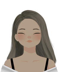 female character with multiple facial expressions _ digital illustration