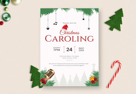 Holiday Season Christmas Caroling Invitation Card Design