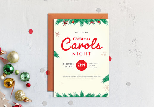 Christmas Carol Night Invitation Card Design
