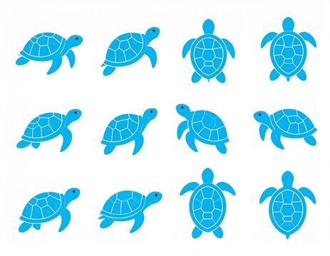 Blue sea turtles swimming in a pattern on white, creating a playful and aquatic themed backdrop for ocean conservation awareness.