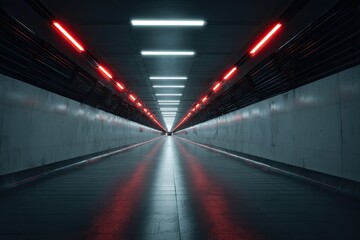 Futuristic tunnel with neon lights