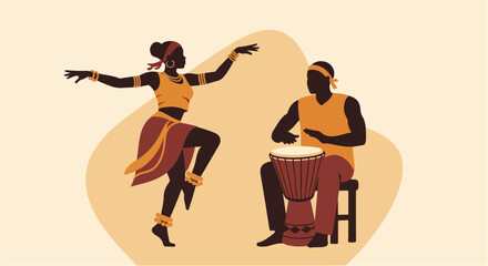 African Woman Dancing to Djembe Drum Music.