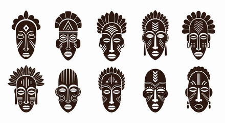 African tribal masks collection, cultural heritage, traditional art.
