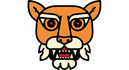 Stylized Fierce Tiger Face Illustration with Sharp Teeth.