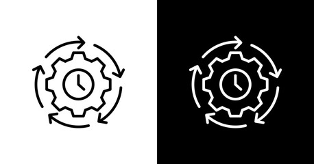 Time Management White Icon Set Design