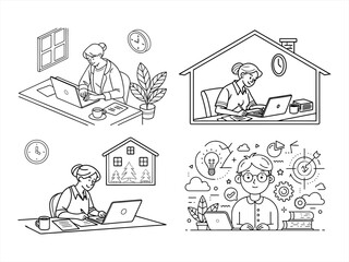 coloring page line art the warking form home black vector bundle