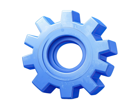 3D rendered light-blue gear graphic