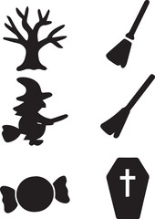 Halloween Silhouette Icons Set