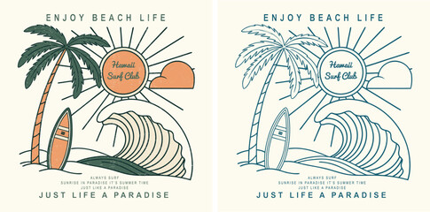 Endless summer good vibes graphic print – Enjoy beach life water wave retro design for t-shirts and posters