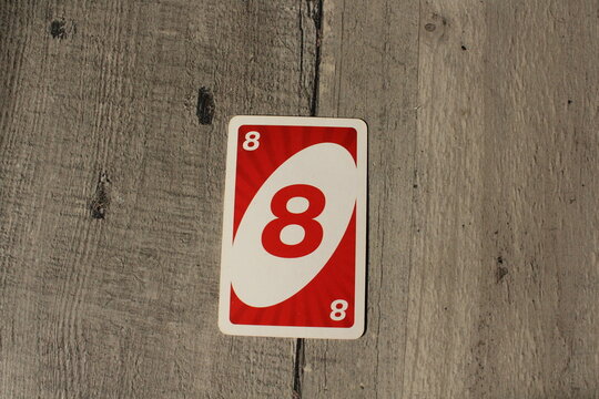 Red UNO eight or 8 card 
