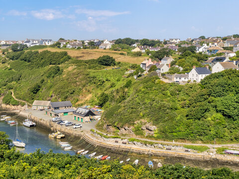 Solva, Pembrokeshire, Wales, UK - the River Solva, the village and the quay on a fine summer day.