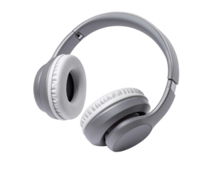 Gray over-ear headphones with white earcups