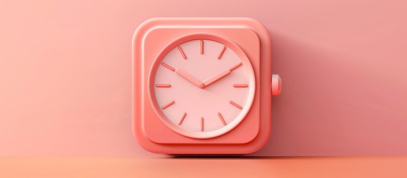 3D Render of a Pink Clock on a Pink Background. - Powered by Adobe