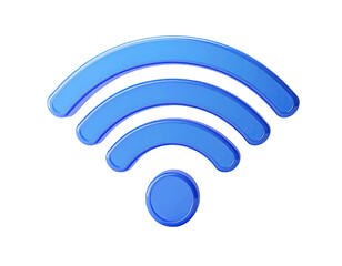 Bright blue Wi-Fi symbol, three wavy lines