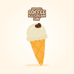 Vector graphic of National Coffee Ice Cream Day for National Coffee Ice Cream Day celebration.