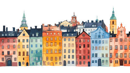 Obraz premium Gamla Stan. Gamla Stan watercolor vector illustration