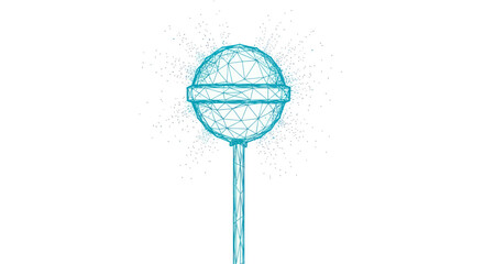 Blue lollipop candy on a stick isolated on white background.