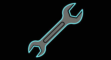 Illustration of a wrench tool highlighting the tools shape and design elements.