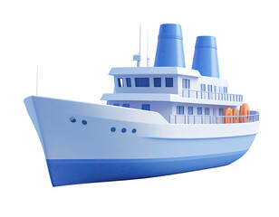 3D rendered light-blue cruise ship, side view