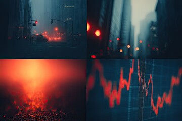 Cityscape at Night, Abstract Blurred Views