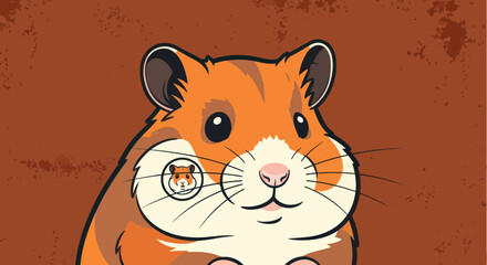 Cute cartoon hamster with chubby cheeks and big eyes.