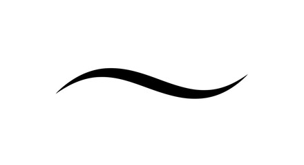 Elegant Black Wave Line Design on White Background.