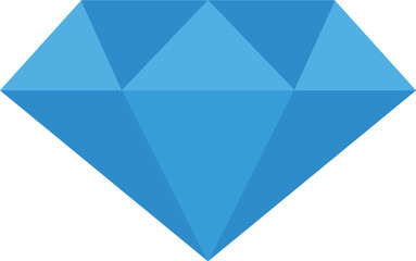 A vibrant blue diamond icon with a faceted design, symbolizing luxury, value, and preciousness, perfect for digital graphics.