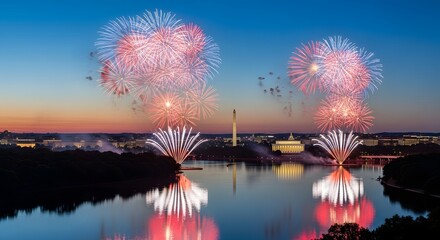 Fireworks Over Washington Dc at Night