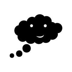Black and white thought cloud with a smiley face expressing positive thinking