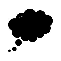 A black and white illustration of a thought bubble for conveying ideas