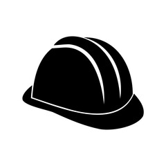 Safety first, a black silhouette of a hard hat on white background