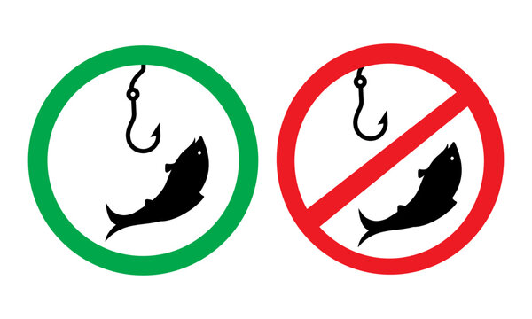 Allowed Fishing Sign, No Fishing Sign. It clearly indicates that fishing is allowed and not allowed in the area where this sign is posted