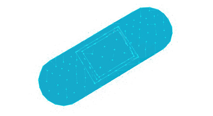Blue adhesive bandage for wound care and first aid treatment.