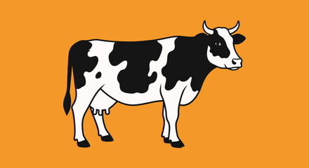 Simple black and white dairy cow vector illustration.