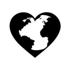 Earth Heart in Silhouette Symbolizing Love for Our Planet and World