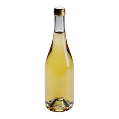 Fototapeta premium Elegant wine bottle with golden liquid isolated on transparent background