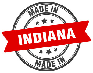 Made in Indiana round sign. Made in Indiana stamp.