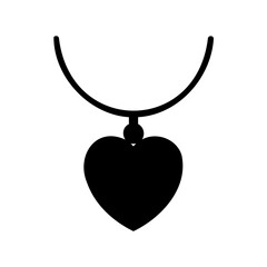 Obraz premium Elegant black necklace with heart shaped pendant on white background design