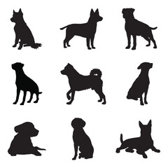 A Pack of Dog Silhouette Set