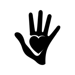 Black Hand with Heart Symbolizing Love and Care, Solidarity and Support
