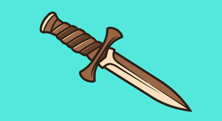 Brown-handled dagger with metallic blade.