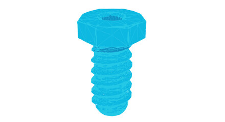 Bright Blue Plastic Screw Detailed Closeup.