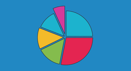 Fototapeta premium Colorful pie chart representing data distribution and statistical analysis visually.