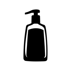 Simple black silhouette of a dispenser bottle used for soap or lotion