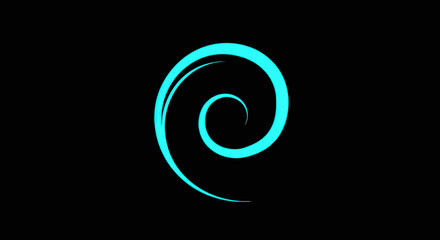 Glowing cyan light trail forming a dynamic spiral shape.