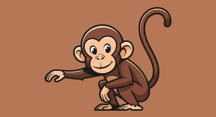Cute cartoon monkey character illustration with a playful expression. © gudangPIXEL