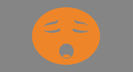 Orange expressive face focused on emotion concentrated expression wide open mouth closed eyes circular shape.