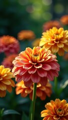 Vibrant chrysanthemum blooms fill a lush garden , flowers, design